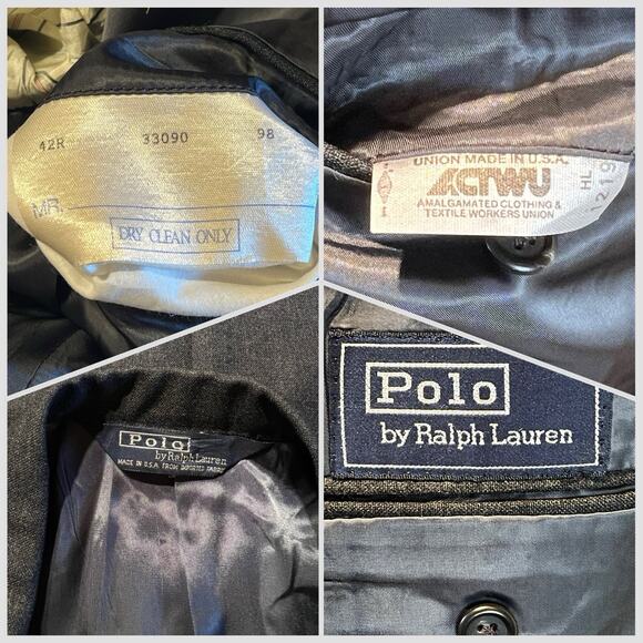 Polo Ralph Lauren Mens 42R 38x29 Charcoal Gray Nailhead Suit - Picture 16 of 16